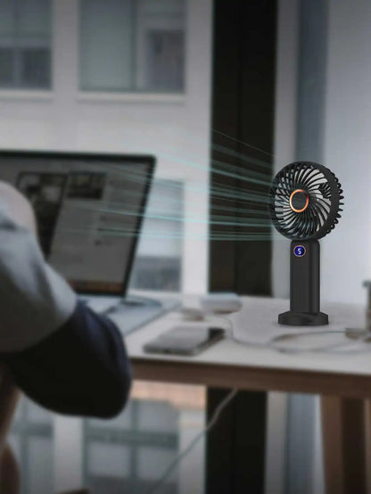 Portable Handheld Fan USB Rechargeable Digital Display