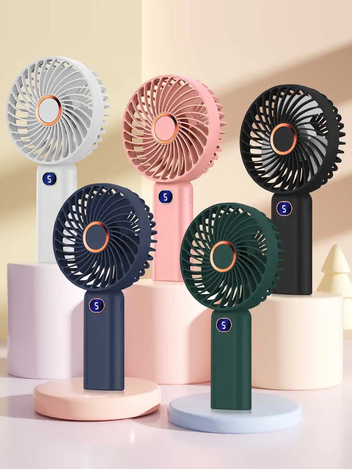 Portable Handheld Fan USB Rechargeable Digital Display