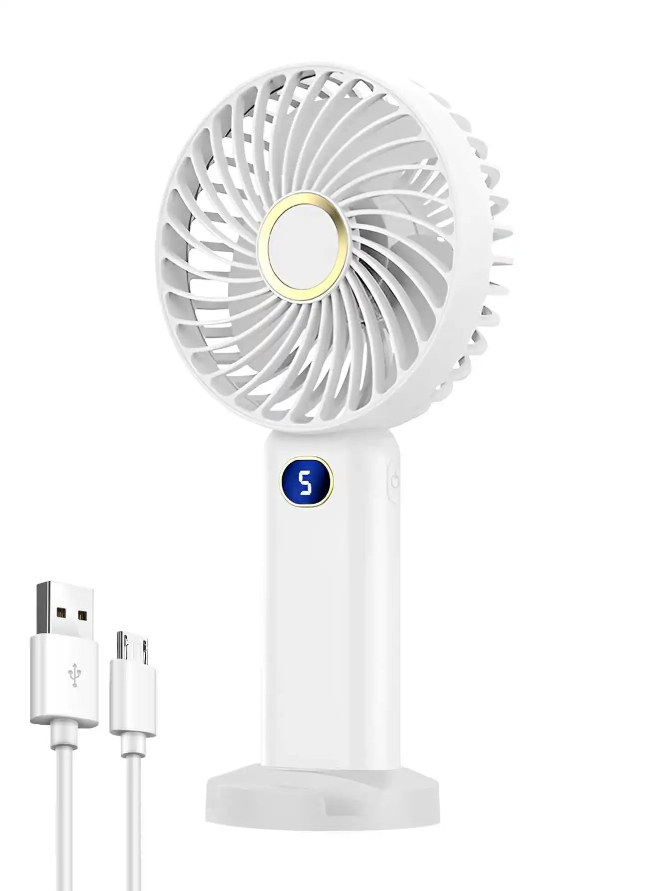 Portable Handheld Fan USB Rechargeable Digital Display