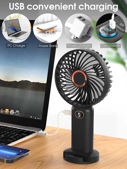 Portable Handheld Fan USB Rechargeable Digital Display