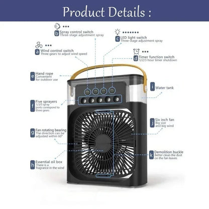 New 3 In 1 Fan LED Light Portable Humidifier