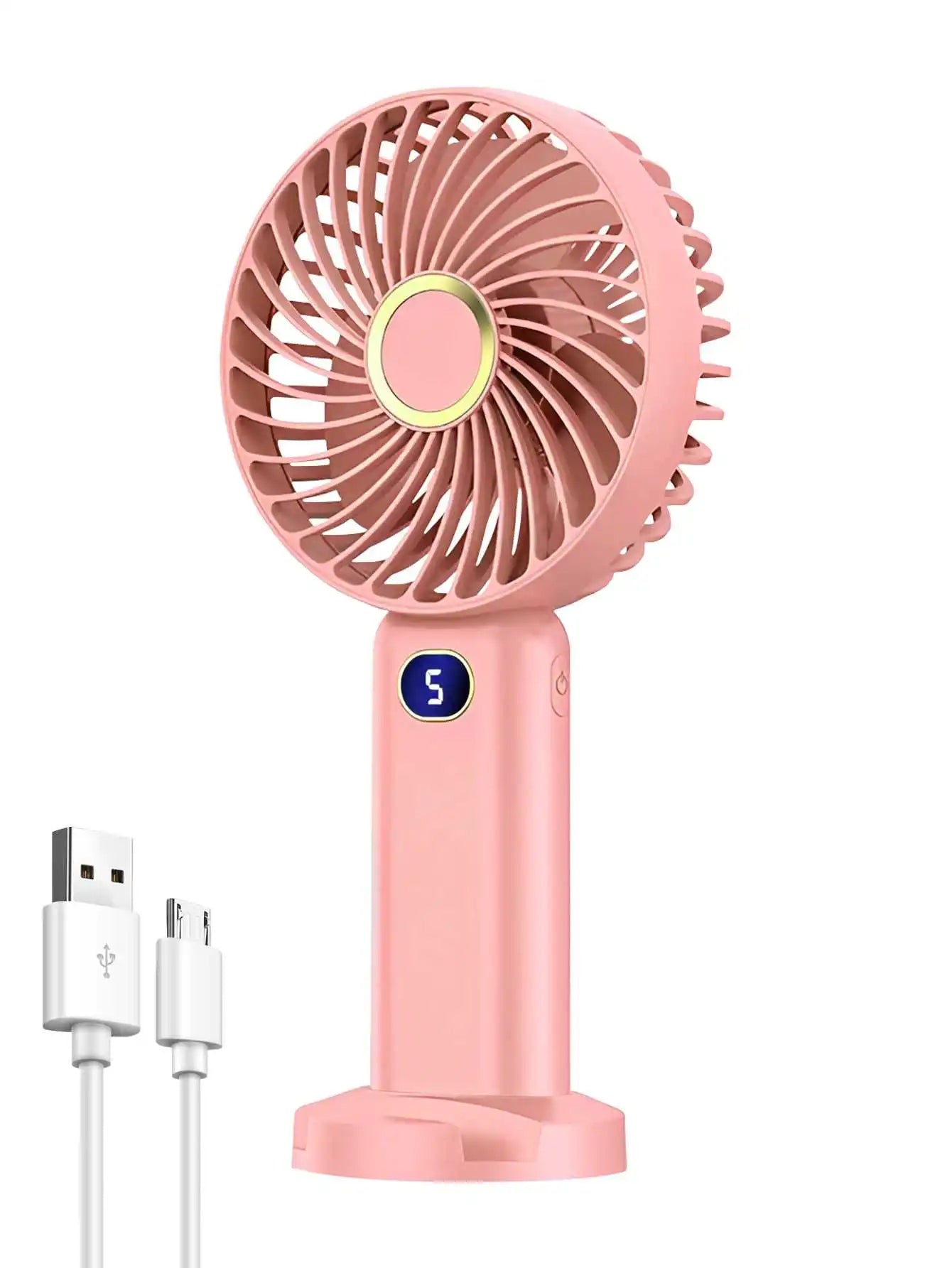 Portable Handheld Fan USB Rechargeable Digital Display